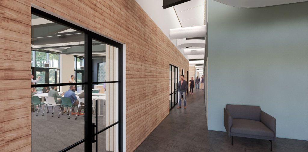 Glass walls in a commercial office